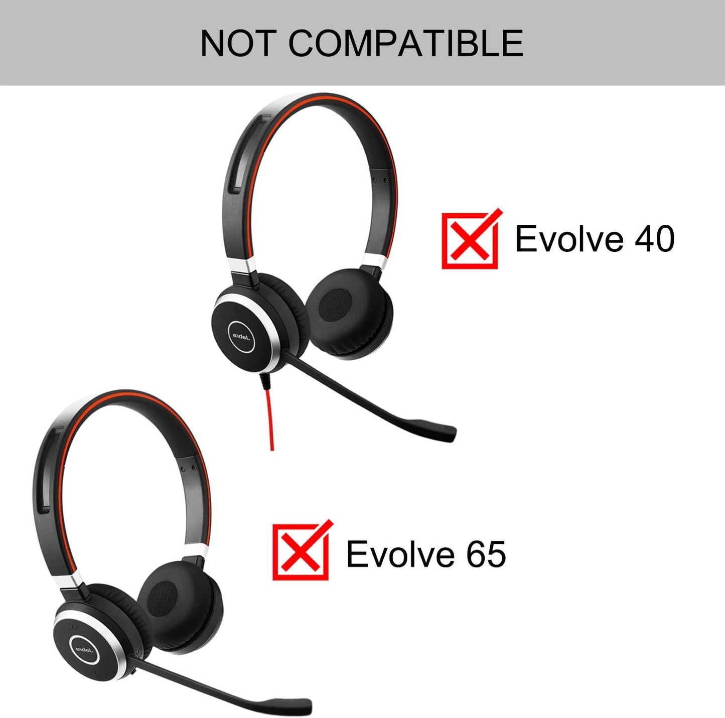 Ear Pads Replacement for Jabra Evolve2 65 (65MS 65UC USB)/Evolve2 40 (40UC 40MS USB)/Elite 45h On-Ear Wireless Headphones, Ear Cushions with Protein Leather