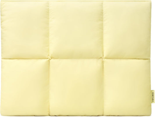 Comfyable Puffy Laptop Sleeve 15 Inch 16 Inch, Quilted Puffer Laptop Carrying Case, Pillow Pouch Compatible for MacBook Air 15 in M4 2025 & MacBook Pro 16 in M4 2024, Butter Yellow