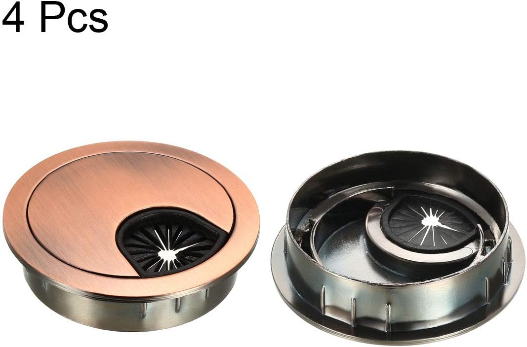 uxcell Cable Hole Cover, 2Inch/50mm Zinc Alloy Desk Wire Cord Cable Grommets Hole Cover for Office PC Desk Cable Cord Organizer, 4Pcs Red Bronze