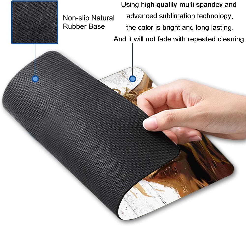 Floral Mouse Pad, Cute Flowers Mouse Pad, Square Mouse Mat Waterproof Mousepad Non-Slip Rubber Base Mouse Pads for Office Laptop Women, Cow