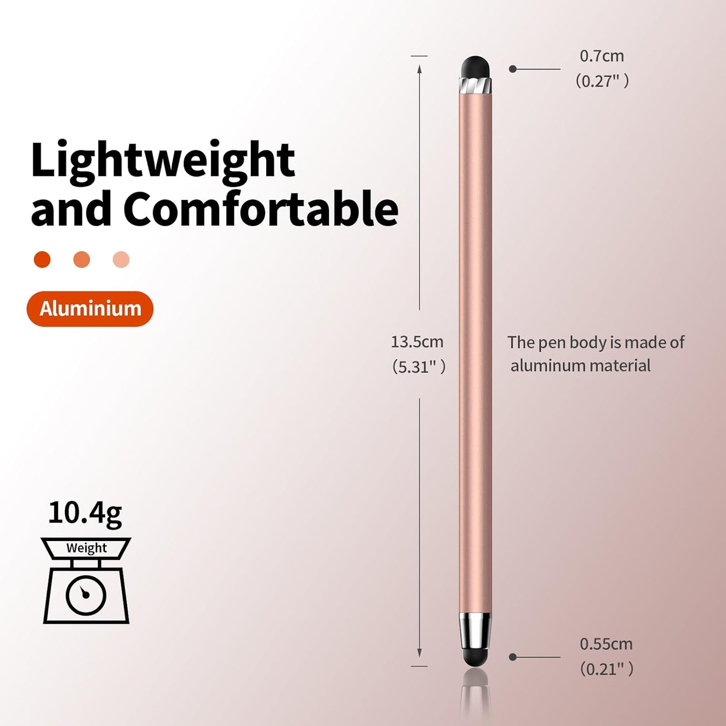 10 PCS Stylus,Stylus Pen for Touchscreen,Stylus 2-in-1 High Sensitivity & Precision Suitable for All Touch Screens of iPhone/ipad/Android Tablets(10 Stylus Pen Rose Gold/Black + 20 Tips)