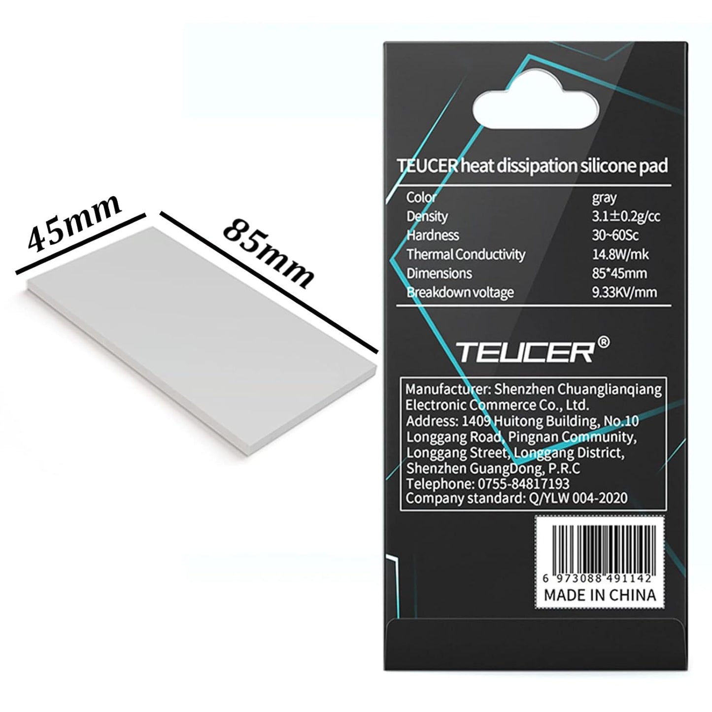 Thermal Pad 14.8 W/mK, 85x45x1.5mm, Non Conductive Heat Resistance High Temperature Resistance, Silicone Thermal Pads for Laptop Heatsink GPU CPU LED Cooler (1.5mm)