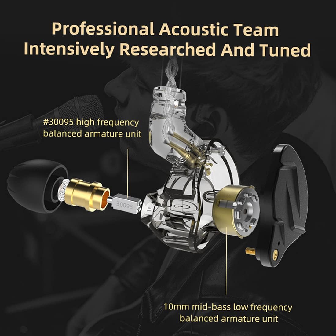 KZ ZSN Pro X in Ear Monitor Earphone 1BA 1DD Hybrid Dynamic Dual Driver IEM Wired Earbuds HiFi Sport Gaming Headphones Compatibility for Phone Computer Tablet