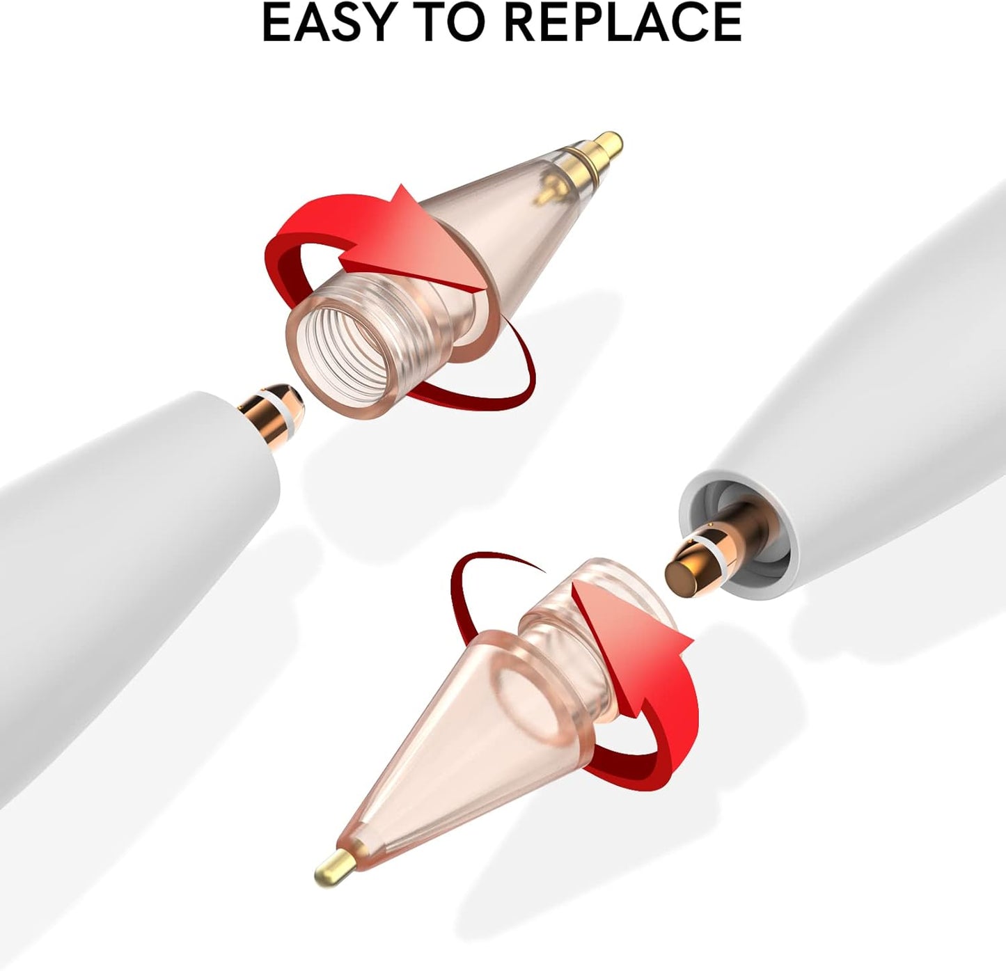 Delidigi 3 Pack Replacement Tips Compatible with Apple Pencil Pro/2nd Generation/1st Gen/USB C, Wear-Resistant iPencil Nibs Accessories Fine Point Precise Control Pen Like Tips