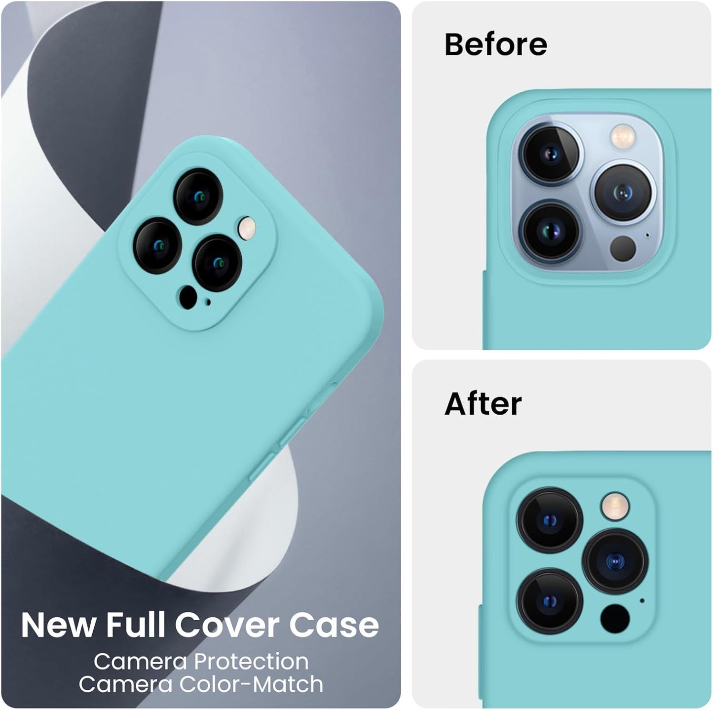 FireNova Designed for iPhone 13 Pro Max Case, Silicone [Camera Protection] Phone Case with [2 Screen Protectors], Soft Anti-Scratch Microfiber Lining Inside, 6.7 inch, Sea Blue