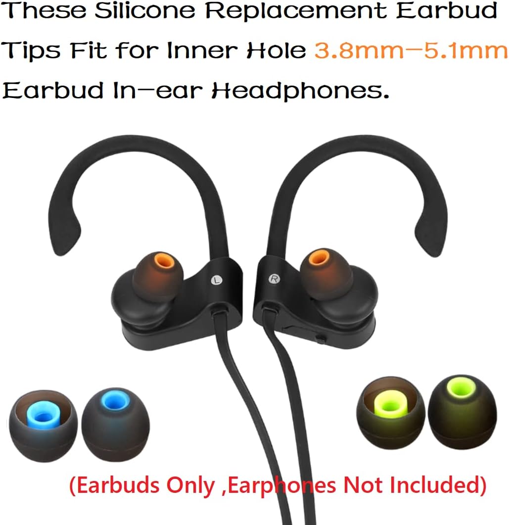 Earbud Silicone Ear Tips Replacement Earbuds Gels for Popular In-Ear Headphones Other Inner Hole 3.8mm - 5.1mm 9 Pairs S/M/L