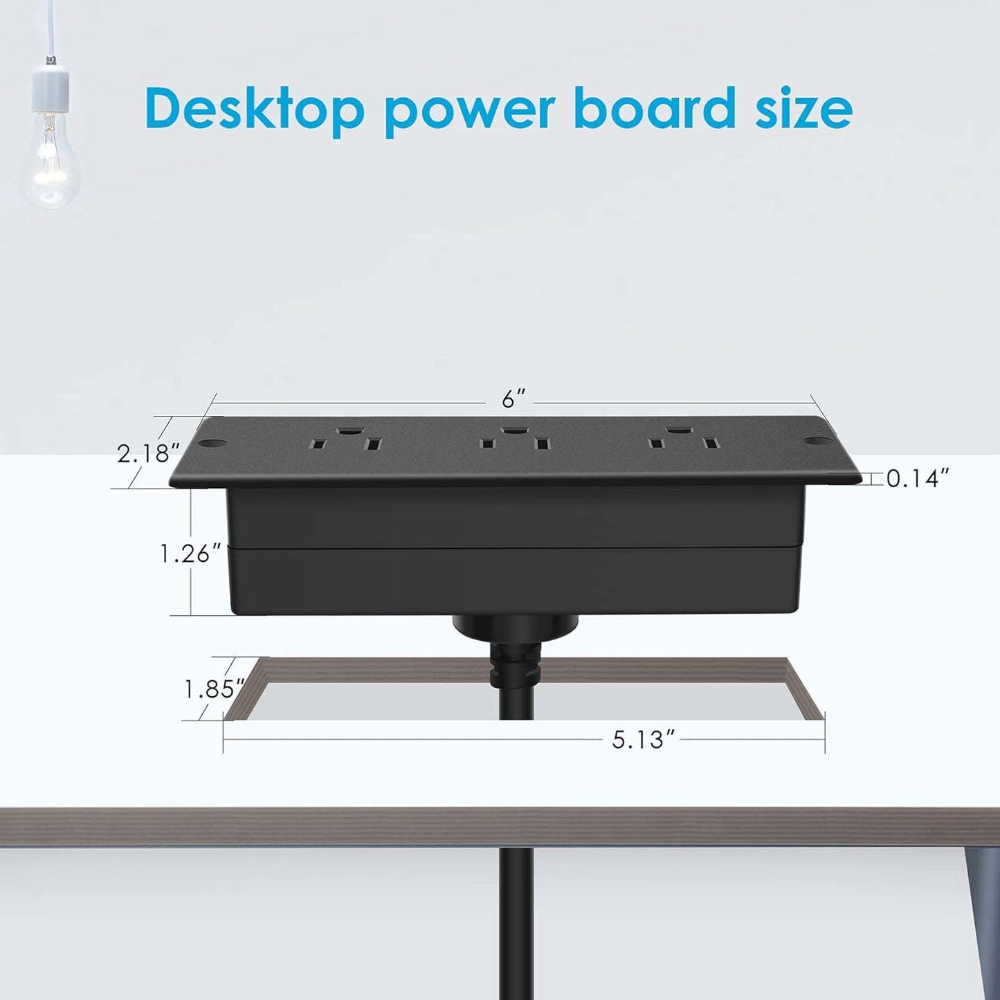 Conference Recessed Power Strip Waterproof,Table Power Outlet,Furniture Flush Mount Desk Outlet Station,3 Outlets,IPX6 Waterproof,10FT Extension Cord Multiple Outlet (Black)