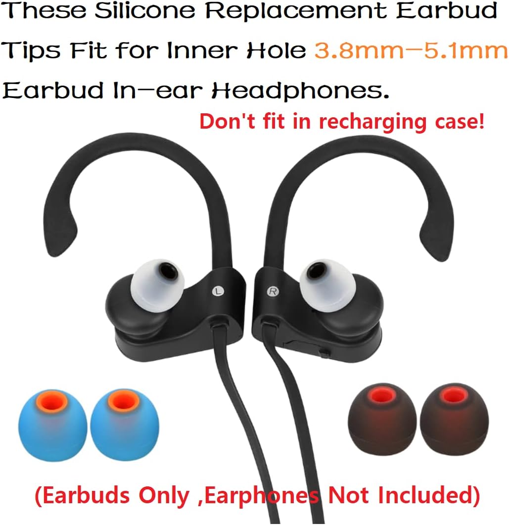 Earbud Tips Earbud Replacement Pieces Silicone Soft and Comfortable Compatible with Senso, Tozo, Sony & Other Inner Hole 3.8mm -5.1mm Earbud in-Ear Headphones 9 Pairs S/M/L