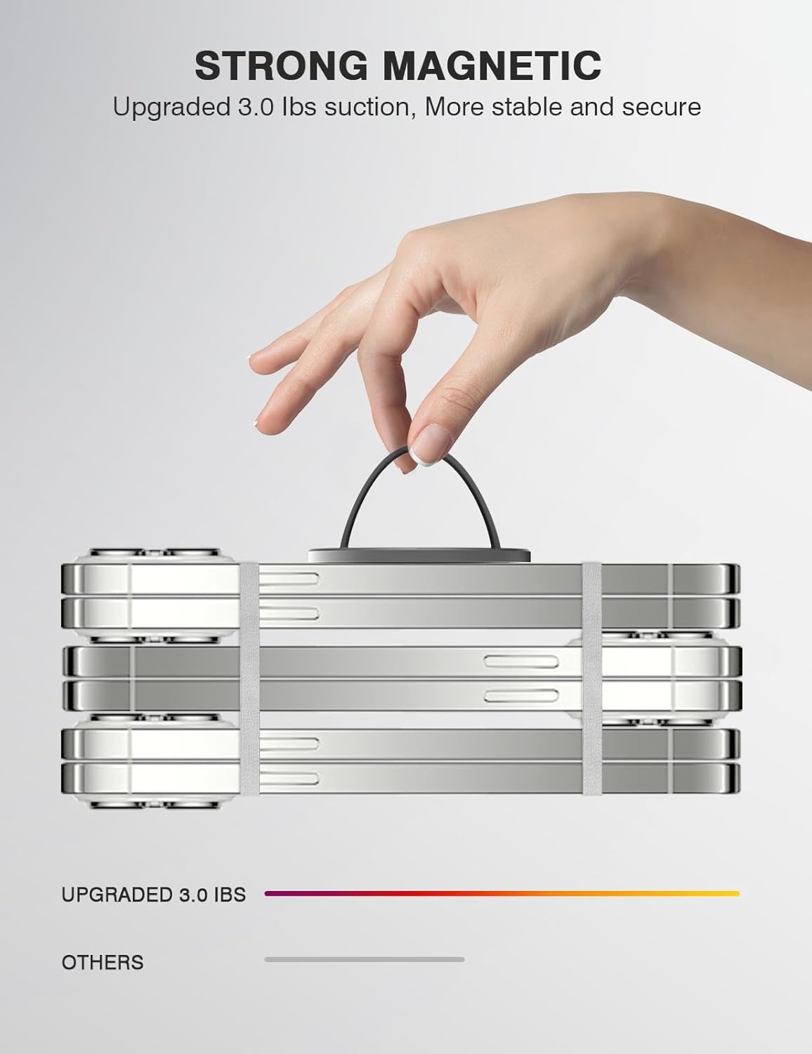 Lite 2 Magnetic Phone Grip, [Elastic Finger Strap] Phone Loop Holder, Compatible with Magsafe Series iPhone 16 15 14 13 12 Pro max, Black