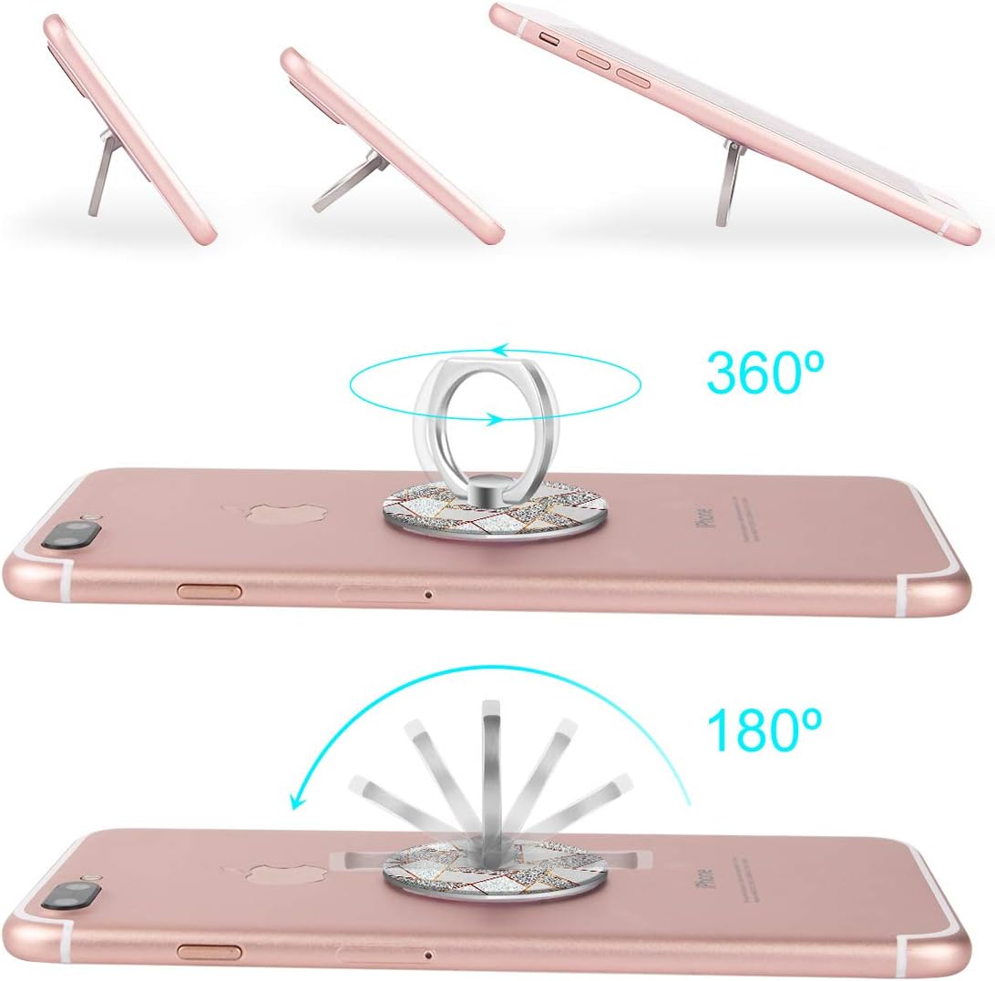 Bonoma Phone Ring Grip, 3 Pack Geometric Marble 360 Degree Rotation 180 Degree Flip Finger Ring Stand Holder Compatible with Smartphones and Tablets