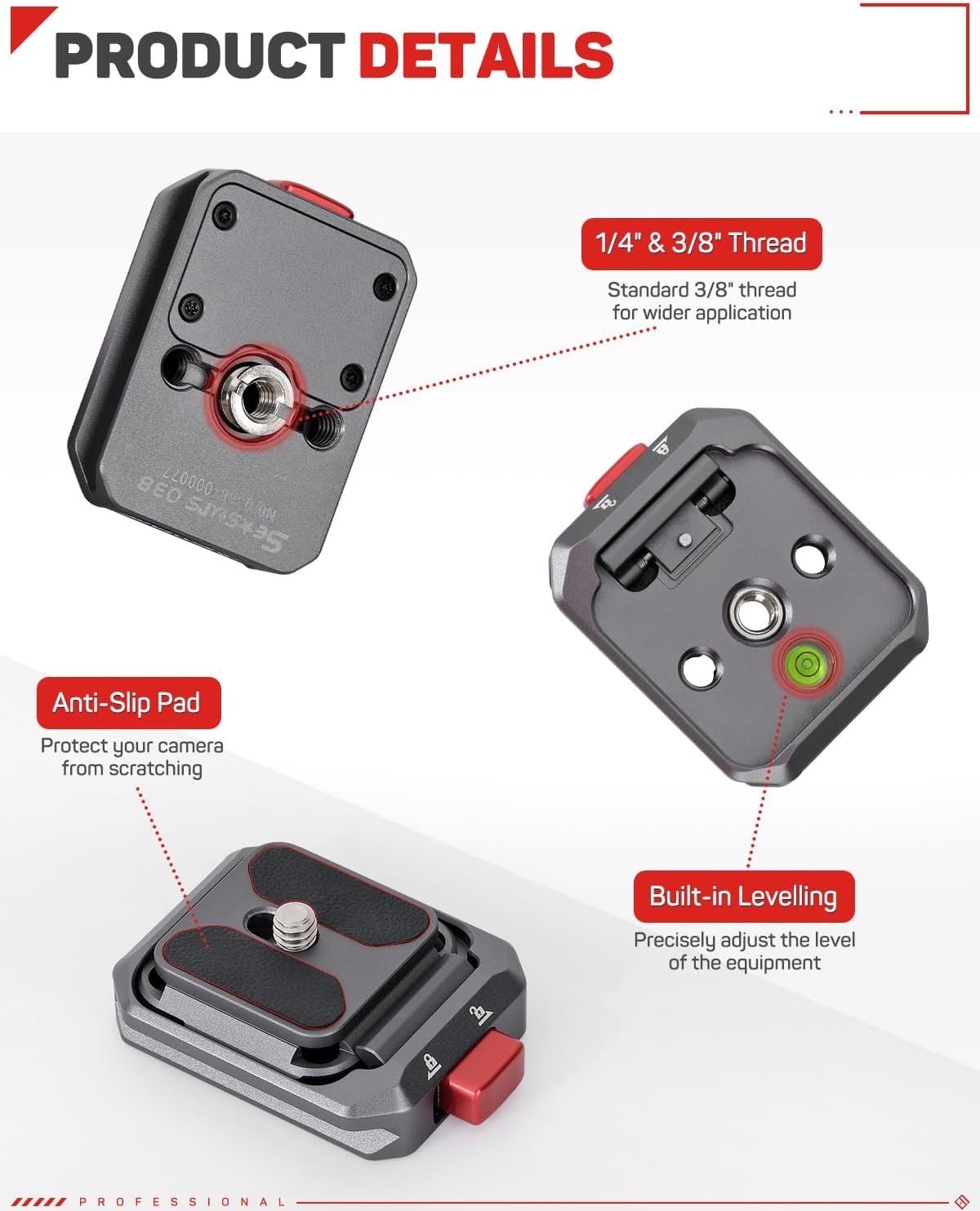 IFOOTAGE Q38 Quick Release Plate, Camera Quick Release, Tripod Mount Quick Release System, QR Adapter for DSLR, Tripod, Monopod, Slider, Stablizer, Quick Release Camera Mount, Q38