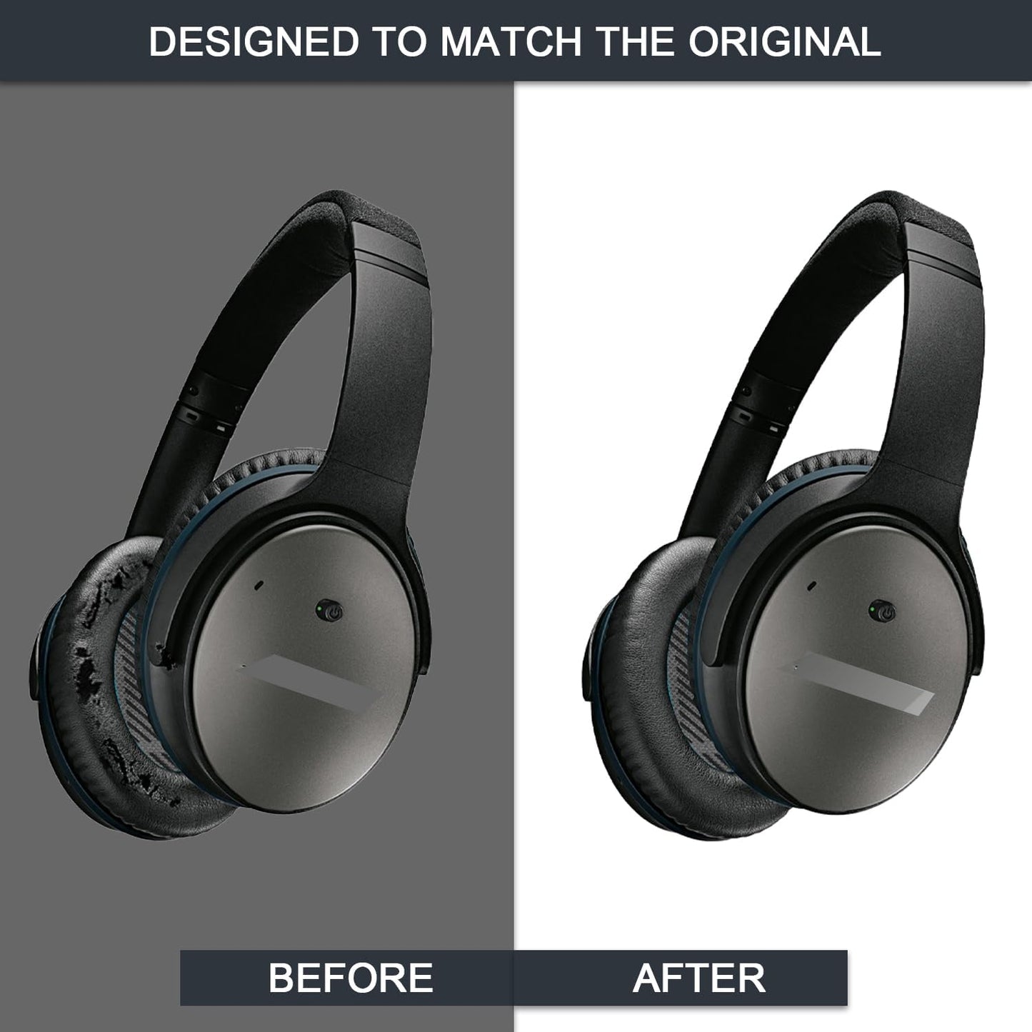 Ear Pads for Bose Quiet Comfort 35 Soft Protein Leather Replacement Earpads Ear Cushions Ear Pad for Bose QC 45/35 / 25/15 QC2 / Ae2 / Ae2i / Ae2W / Sound Link/Sound True (QC25-Black&Blue)