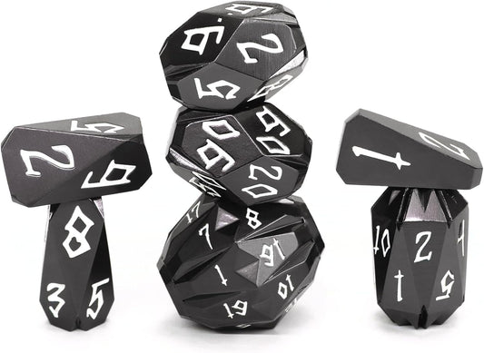 Metal DND Dice Set D and D, Dungeons and Dragons Dice of 7 RPG Dice Set Metal Unique Cool Polyhedral Dice Set with Cardboard Box for Role Playing Games TTRPG Gifts (Black)