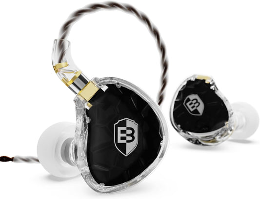 BASN ASONE 14.2mm Planar Driver in-Ear Monitors Earphone with Two Detachable MMCX Cables for Musicians Drummers Bass Players Singers(Black)