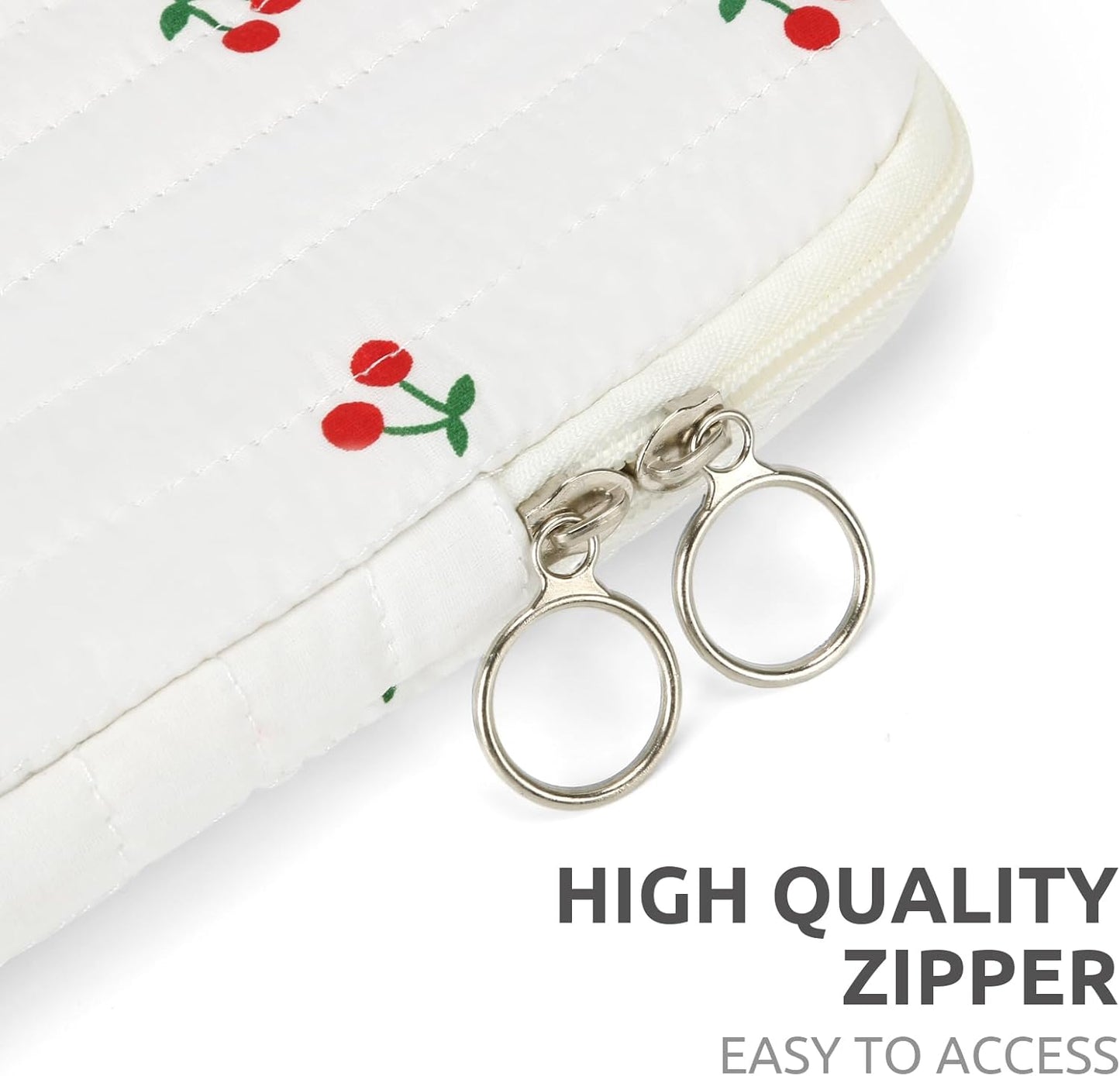 Puffy Laptop Sleeve 13-15.6 Inch Cute Quilted Laptop Protective Case Padded Floral Computer Sleeve for MacBook (B-Cherry, 13 Inch)