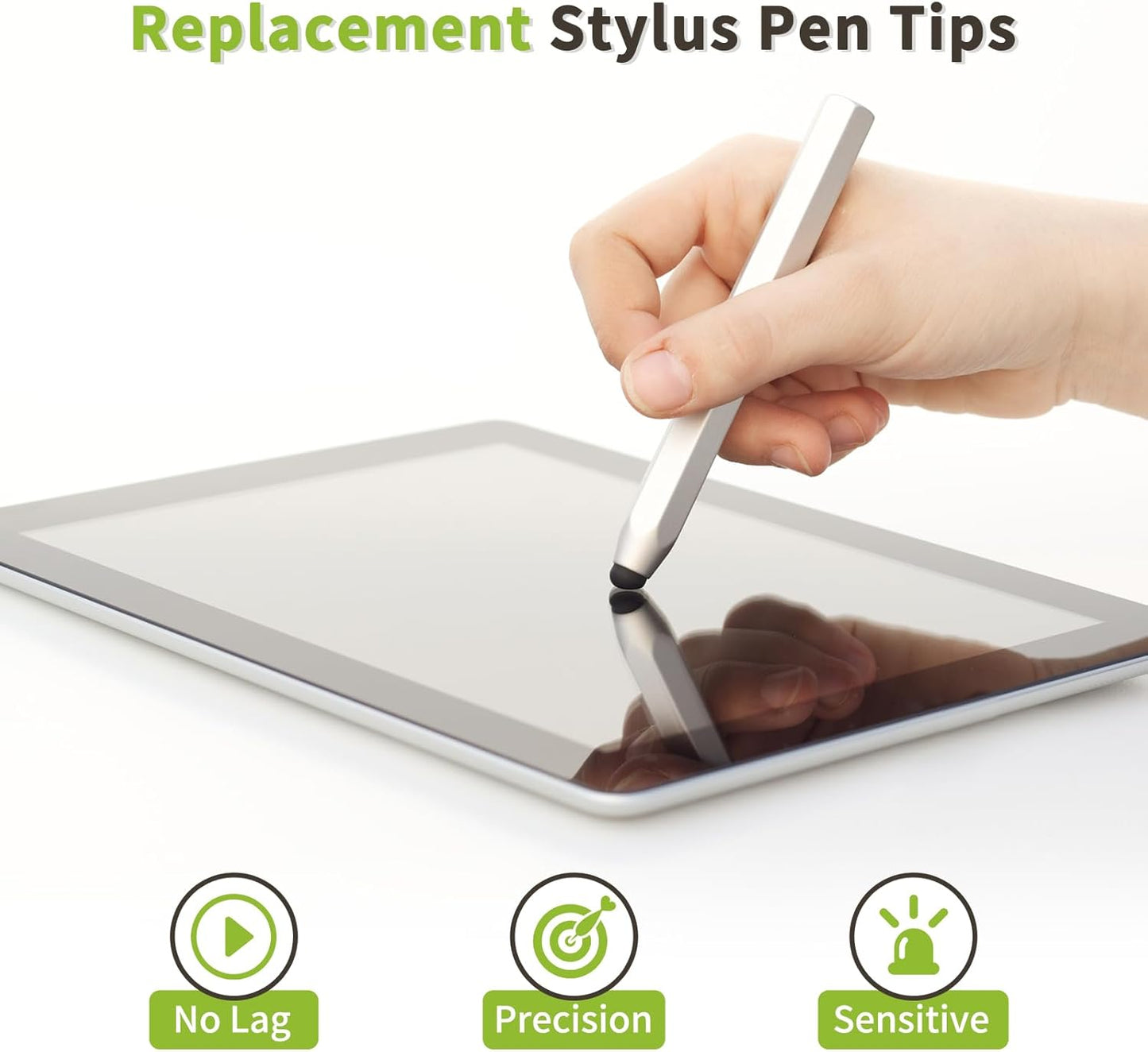 MECCANIXITY 20Pcs Replacement Stylus Pen Tips 6mm Conductive Capacitive Touch Screen Pens Tips Silicone Rubber, Black