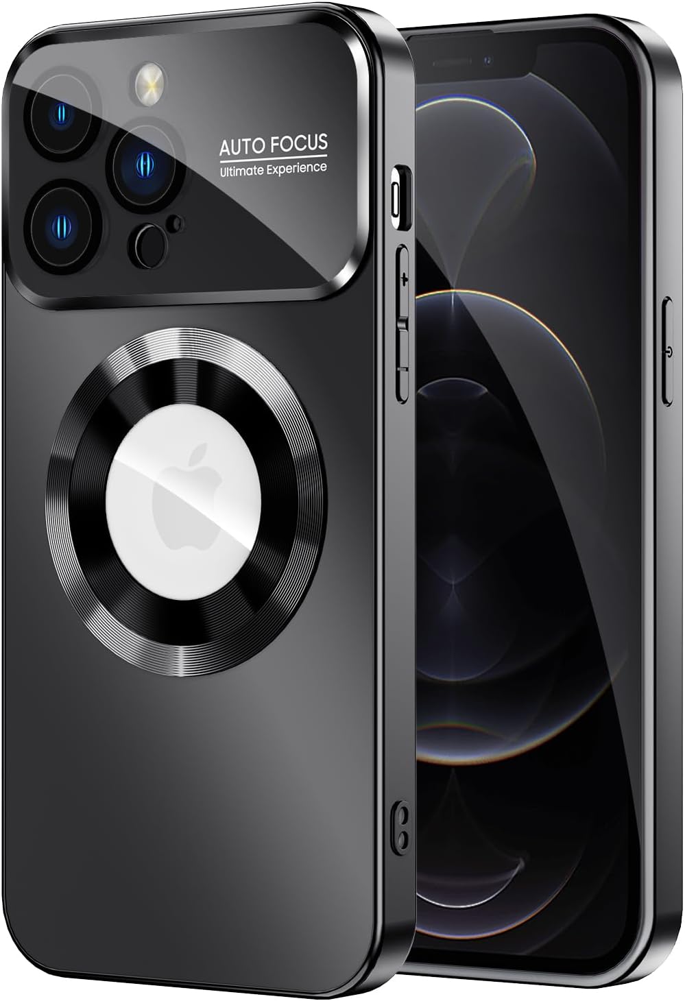 Magnetic for iPhone 12 Pro Max Case, Compatible with MagSafe, Built-in Camera Lens Protector, Logo View, Military Grade Drop Proof Phone Case Cover, Black