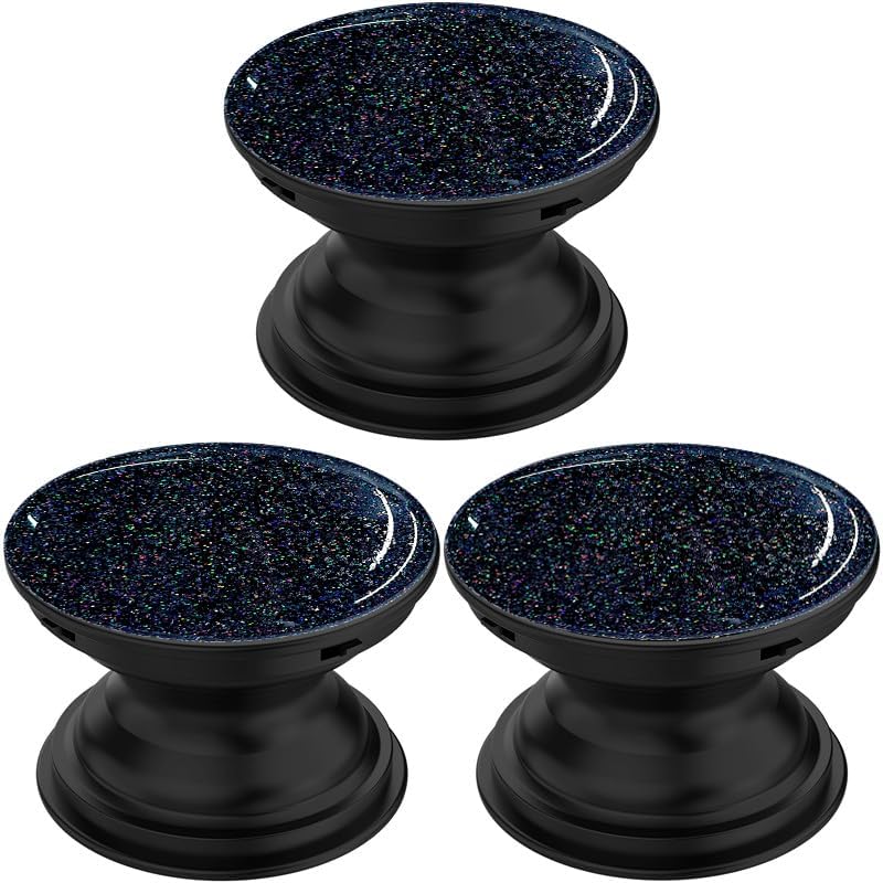 3 Pack Fashionable Clear Glitter Expandible Collapsible Moblile Phone Grip Stand Holder for Smartphones and Tablets Cell Phone Accessory-5 (Black Gradient Colorful Glitter)