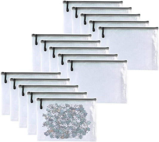 Plastic Mesh Zipper Pouch Document Folders Bag Zip File Bags for Office Supplies Storage-15 Pcs (Black, 3"x 5")