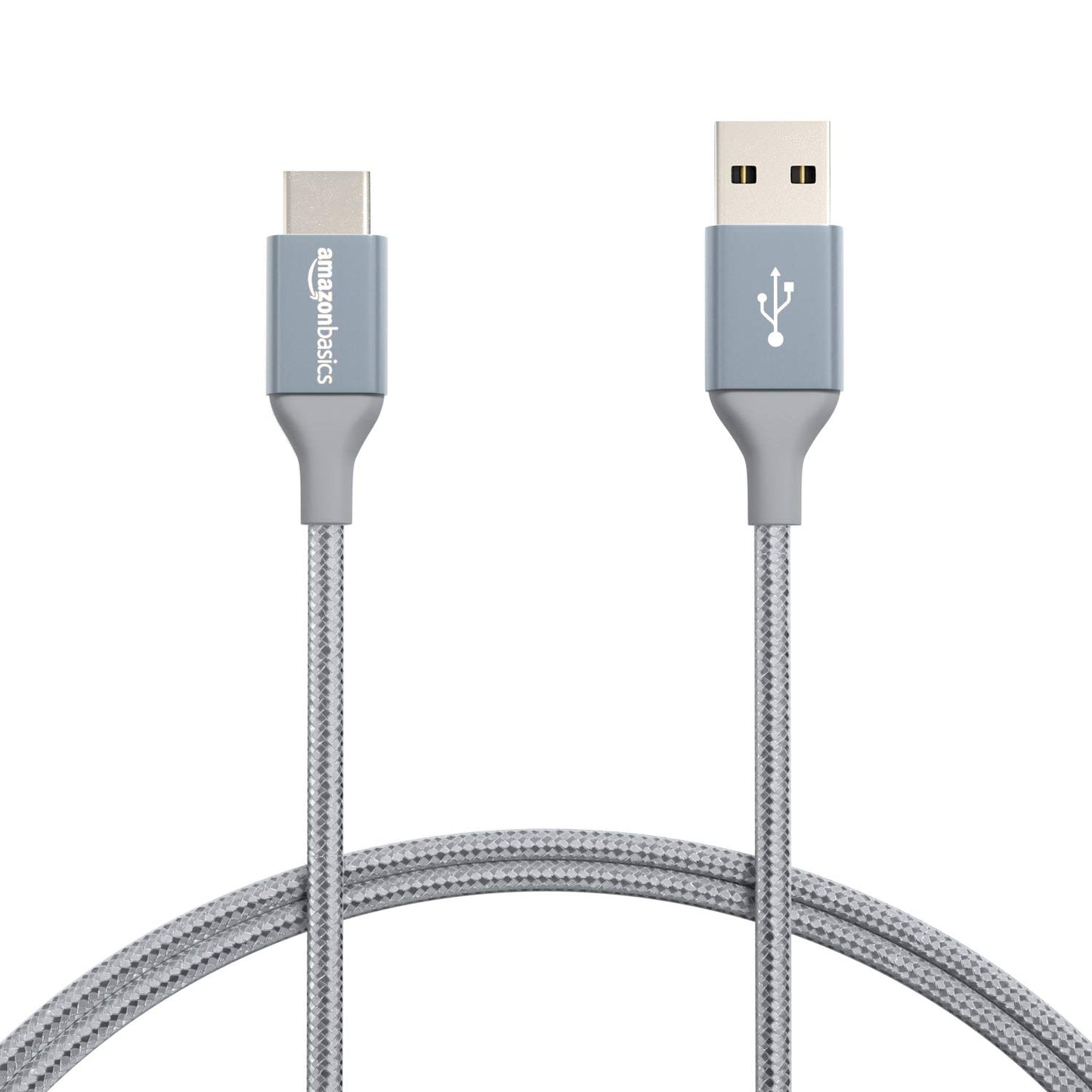 Amazon Basics USB-C to USB-A 2.0 Fast Charger Cable, Nylon Braided Cord, 480Mbps Speed, USB-IF Certified, for Apple iPhone 16/15, iPad, Samsung Galaxy, Tablets, Laptops, 3 foot, Dark Grey
