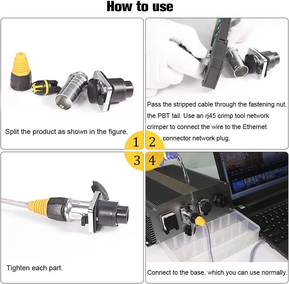 RJ45 Connector, Waterproof Metal Ethernet Cable Connector, Aviation Dual Port Circular Connector, Signal Panel Cat3e/5e 8P8C Connector for Home Network, Industrial Network, Stage Signal Connection