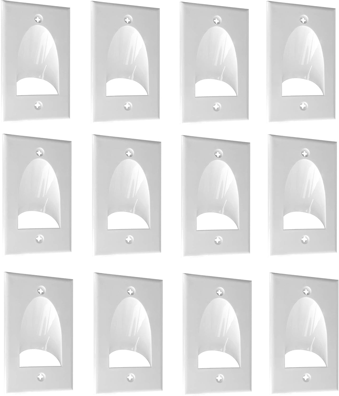 BestMounts - 12 Pack Inner Nose Behind Wall Cable Management TV Cord Hider for Wall Mounted TV - Single Gang Low Voltage Recessed Wall Plates Cable Pass Through for Wires, HDTV, HDMI (White)