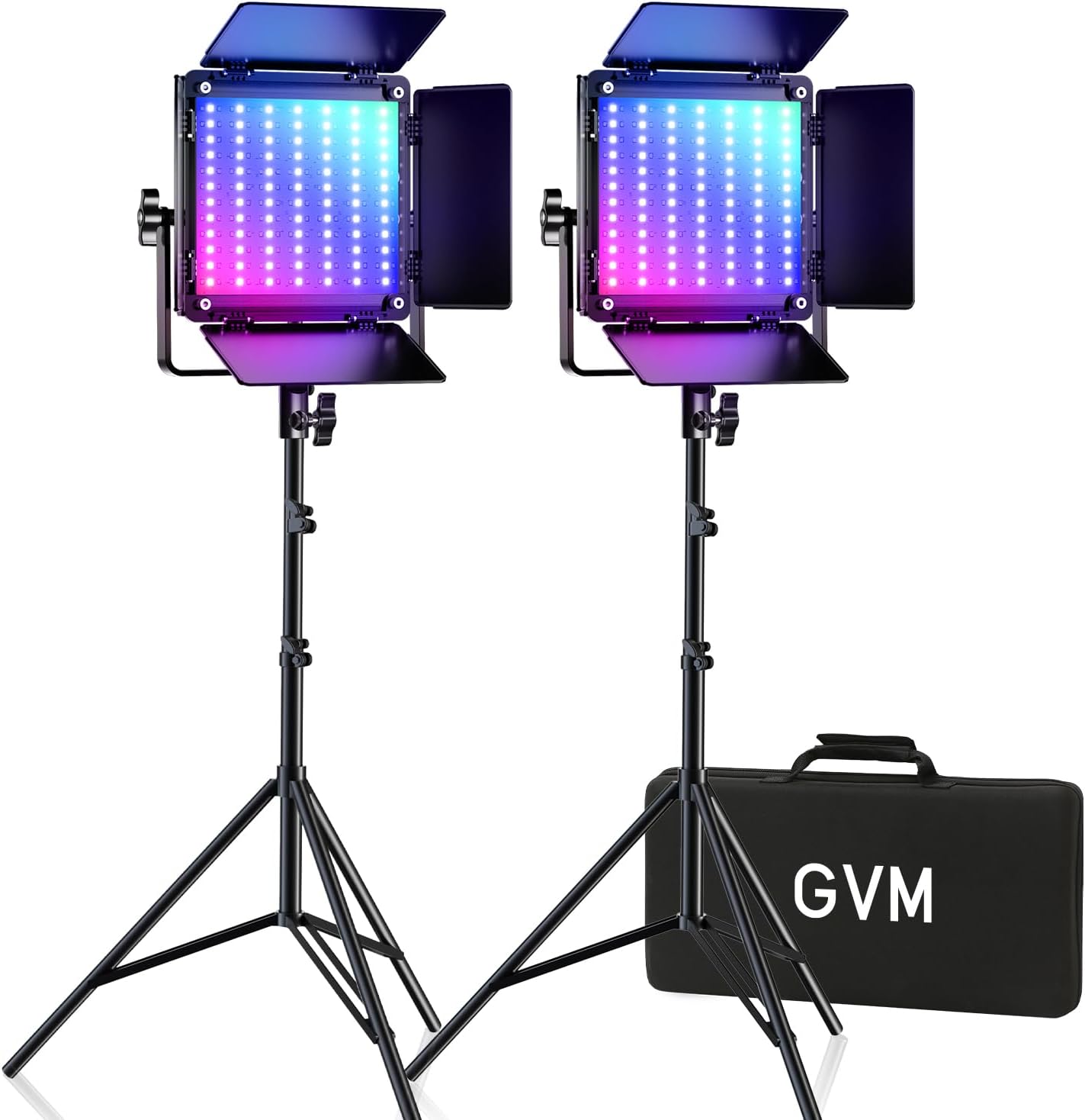 GVM 800D RGB Led Video Light, 2PCS Video Lighting Kit with APP Control, 40W Photography Lighting Led Panel Light with 18 Kinds of The Scene Lights for Studio YouTube, 3200K-5600K, CRI 97+