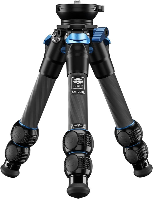 SIRUI Carbon Fiber Tabletop Tripod Kit with ±15° Bowl Adjustment, Compact Ultra-Light Weight Only 0.62kg, Max Load 5kg/11.02lb for Cameras, DSLR（AM-223L）