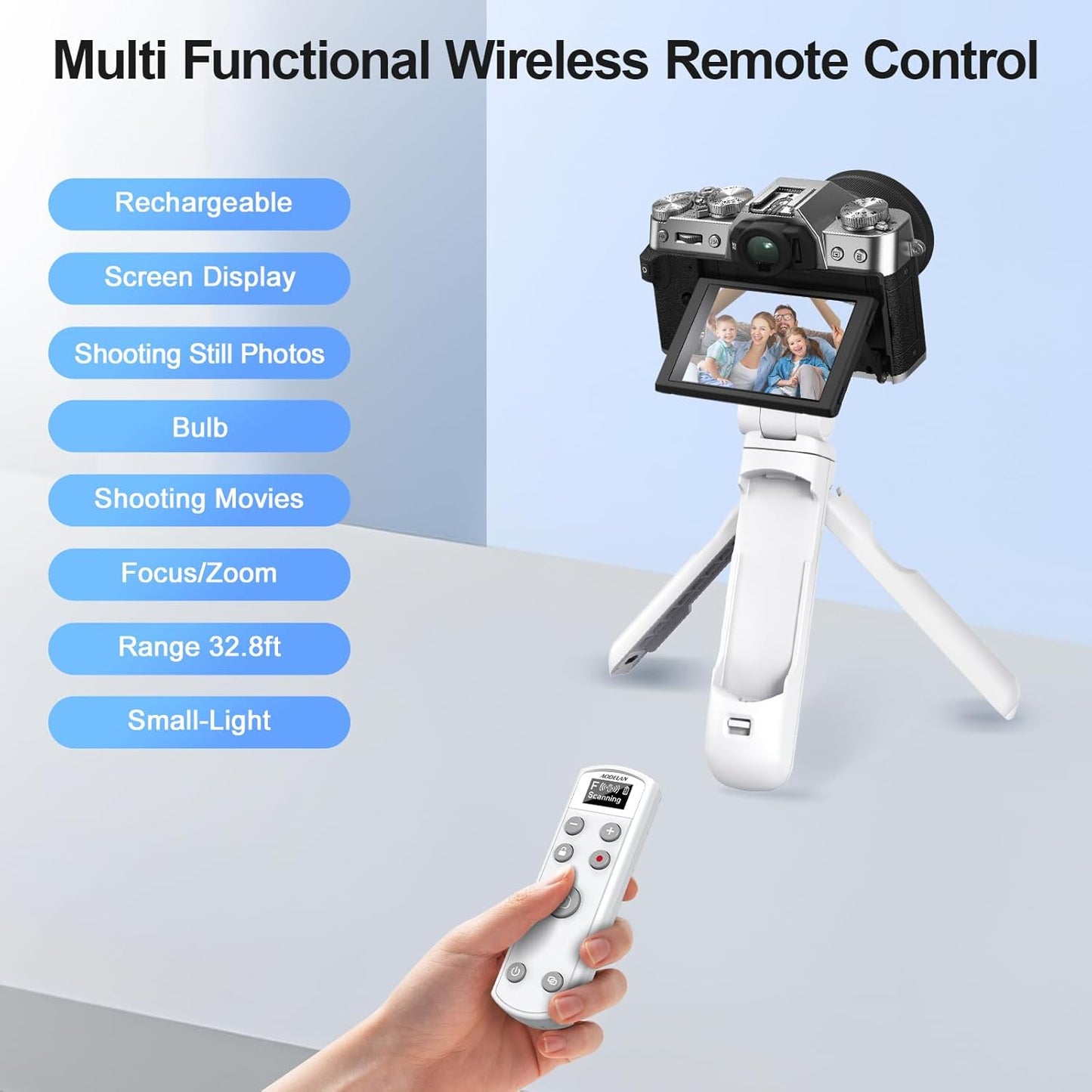 AODELAN for Fujifilm Camera Tripod with Rechargeable Wireless Shutter Release,Shooting Grip Remote Control Handle for Fuji X-T3,X-T4,X-T5,X-T30,X-T30 II,X-T50,X-H2,X-H2S,X-S10,X-S20,X100 VI,X-M5