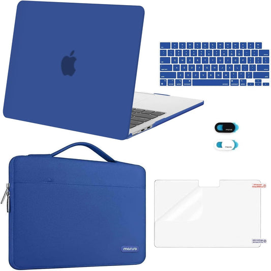 MOSISO Compatible with MacBook Air 13 inch Case 2025 2024 2023 2022 M4 A3240 M3 A3113 M2 A2681, Hard Shell&Sleeve Bag&Keyboard Skin&Webcam Cover&Screen Film for MacBook Air 13.6 inch, Royal Blue
