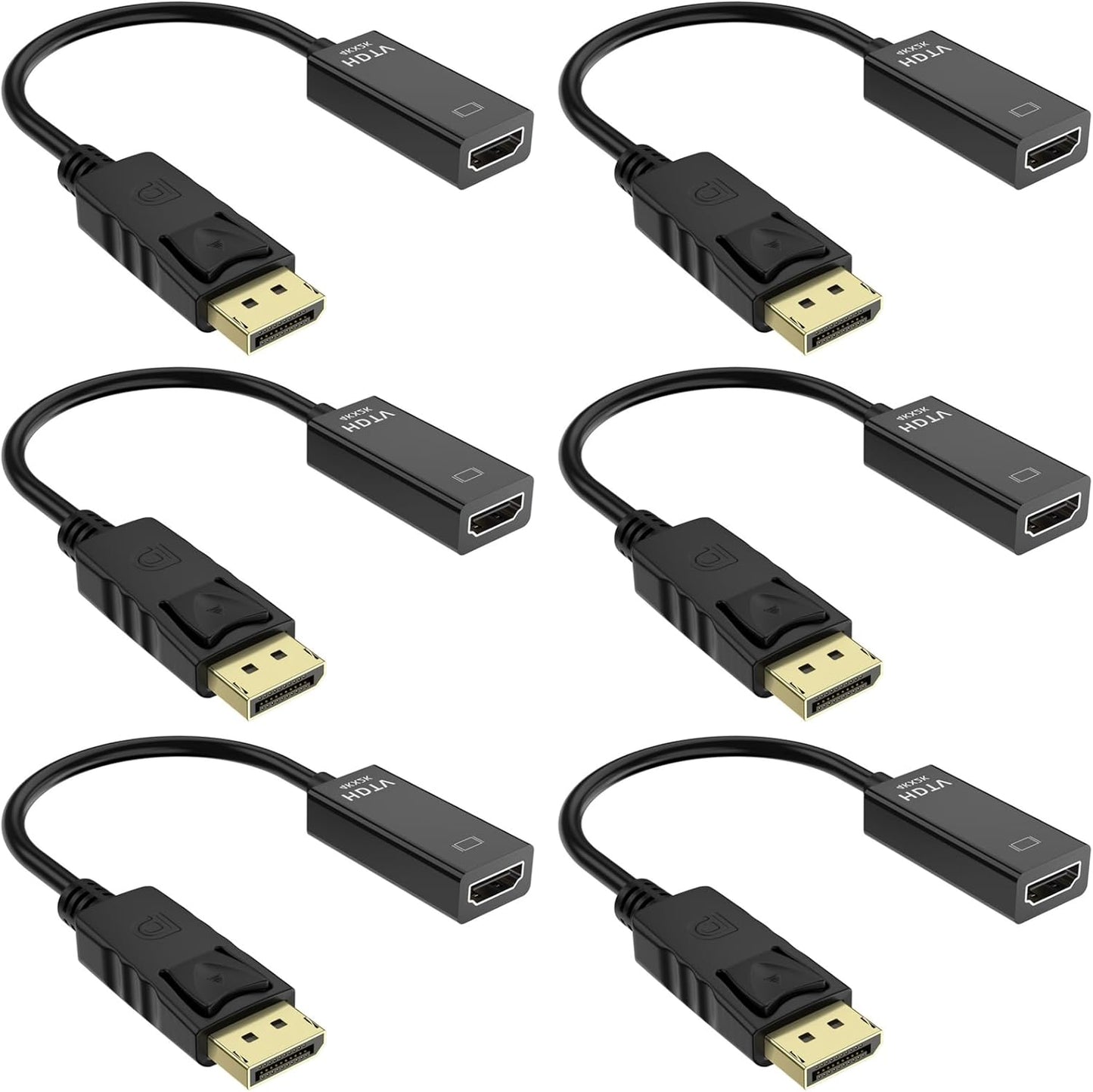 Half a Dozen 4K DisplayPort to HDMI Adapter, 6PCS Gold-Plated Uni-Directional DisplayPort PC to HDMI Screen Converter (Male to Female), Supports 3840x2160@30Hz