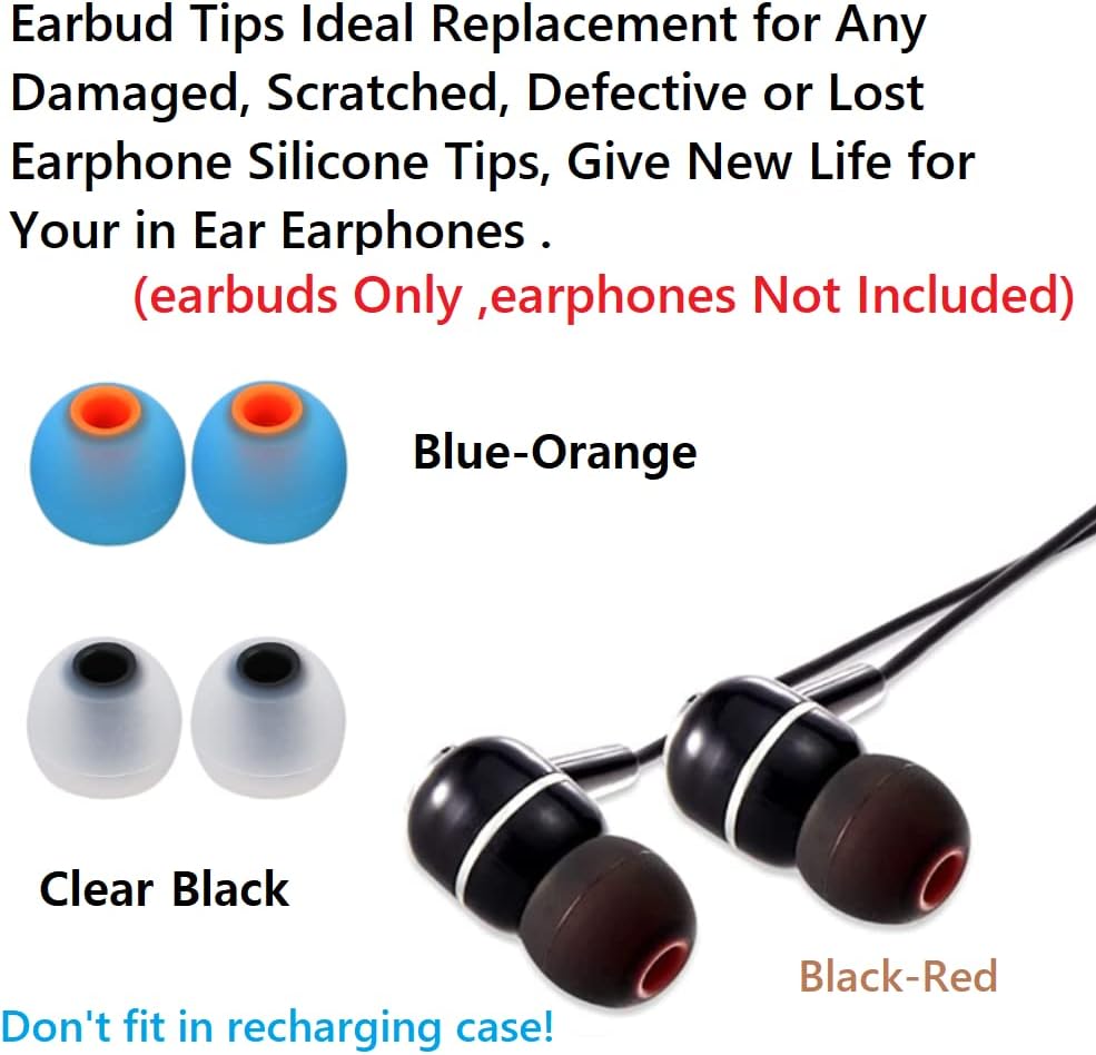 Earbud Tips Earbud Replacement Pieces Silicone Soft and Comfortable Compatible with Senso, Tozo, Sony & Other Inner Hole 3.8mm -5.1mm Earbud in-Ear Headphones 9 Pairs S/M/L