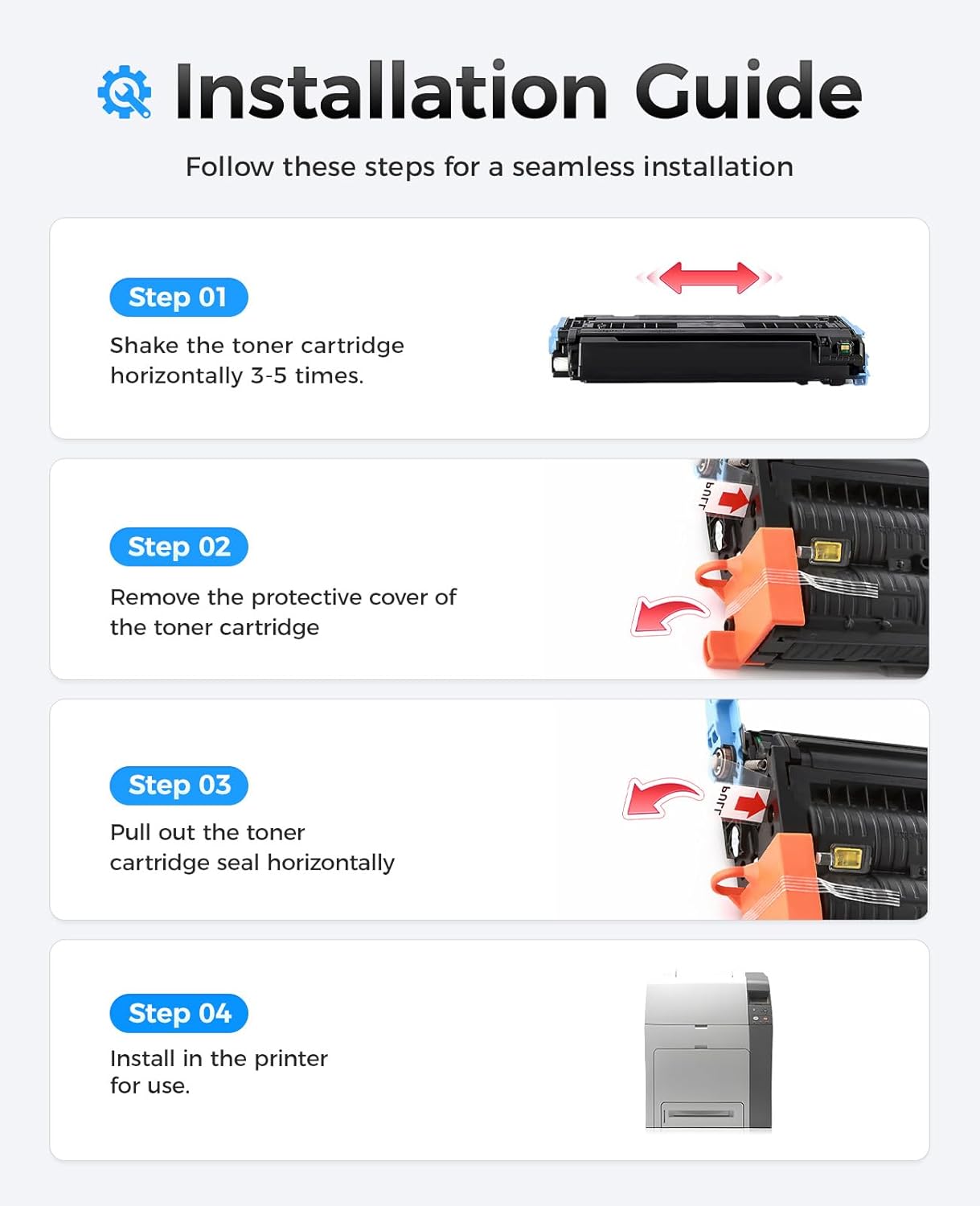 643A Toner Cartridge Set 4-Pack with Chip High Yield Replacement for HP 643A Q5950A Q5951A Q5952A Q5953A Compatible with HP Color Laserjet 4700dn 4700dtn 4700n Printer Ink (Black Cyan Yellow Magenta