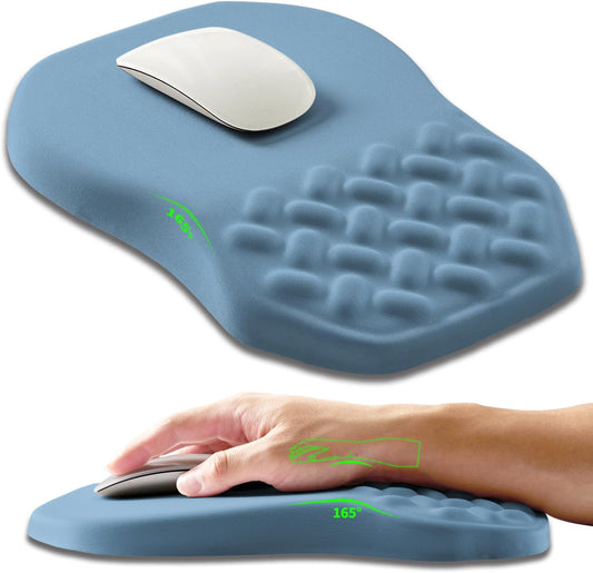 Ergonomic Slope Mouse Pad Wrist Support, Wrist Rest Mousepad for Carpal Tunnel Pain Relief with Massage Bulge and Slow Rebound Memory Foam (12x8 inch, Sky Blue)