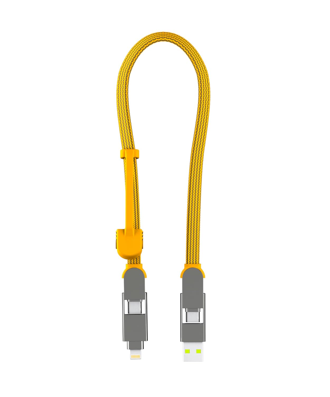 Rolling Square inCharge XL 30 cm - USB-C Cable, Universal Smartphone Cable, Gift for Men, 6-in-1 Universal Charger for Smartphones, Technical Gadget, Yellow, Lightning Cable 100W