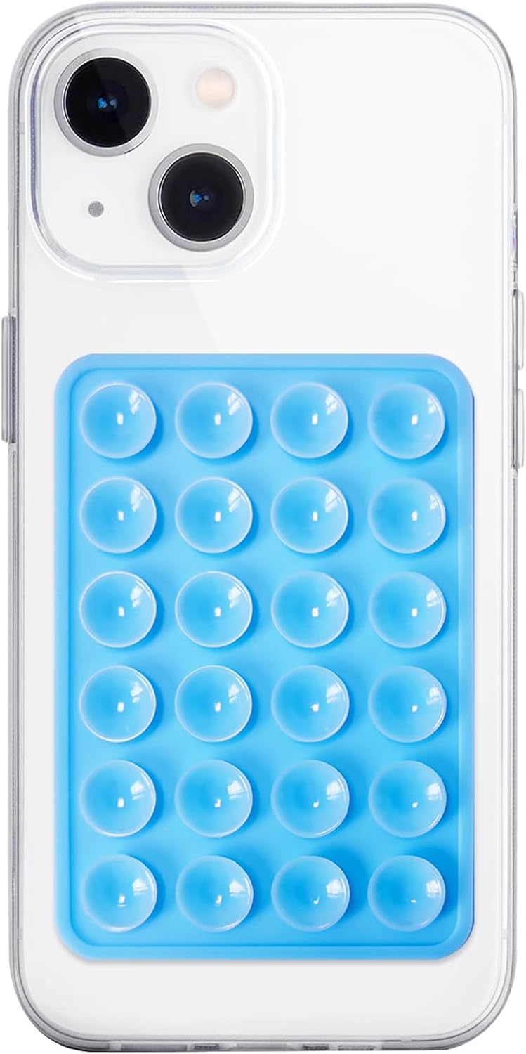 Silicone Suction Phone Case Mount, Non Slip Sticky Phone Grip for Cellphone, Silicon Adhesive Suction Cup Phone Mount, Strong Grip Holder for Selfies and Videos (Blue)