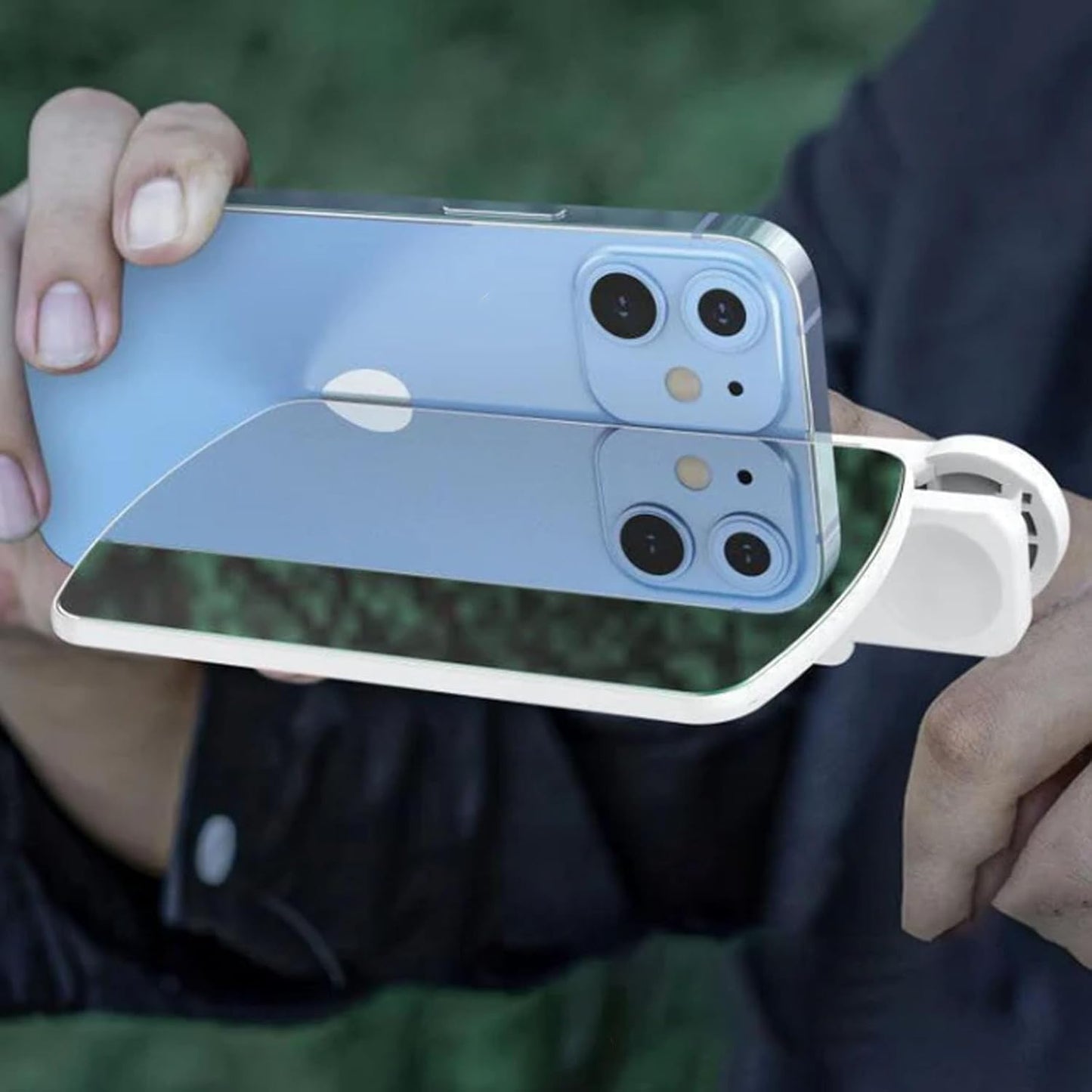 Smartphone Camera Mirror Reflection Clip Kit, Adjustable HD Glass Mirror Effect Lens for Creative Photography, Vertical & Horizontal Phone Selfie Reflector, Portable Photography Accessory (2PCS-White)