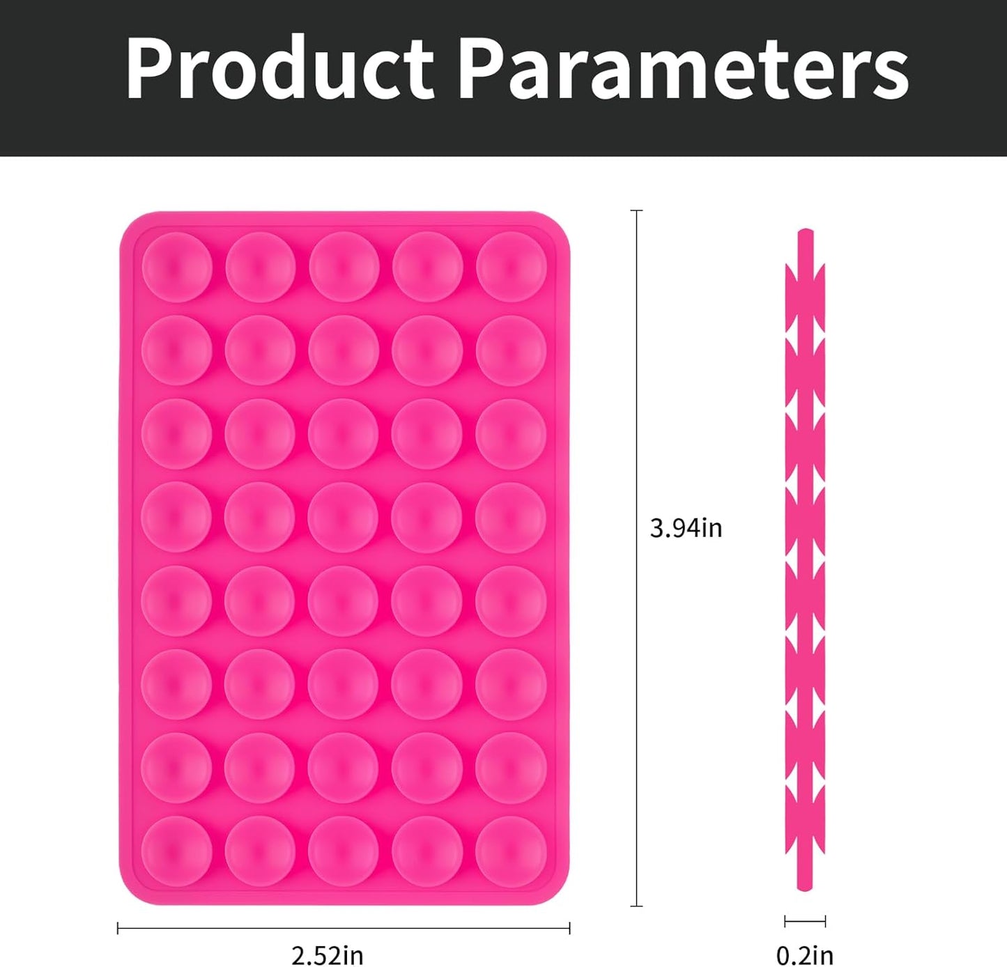 2 Pack Silicone Double-Sided Suction Grip – 40 Cups per Side, Strong Hold for iPhone, Galaxy, Pixel, Android – Hands-Free for Selfies & Videos (Rose Red)