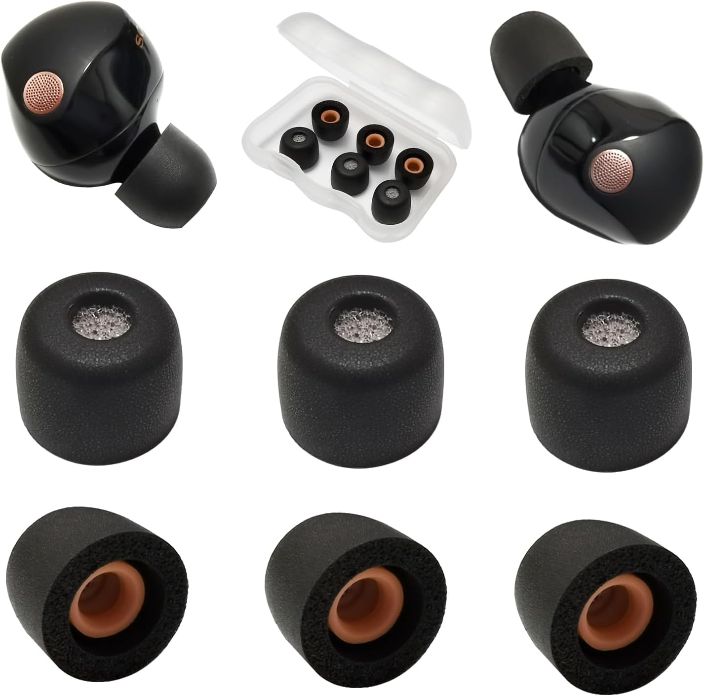 Memory Foam Earbuds Tips for Sony WF-1000XM5 Eartips for WF-1000XM5 WF-1000XM4 Earbuds Case, Small Ear Tips Black