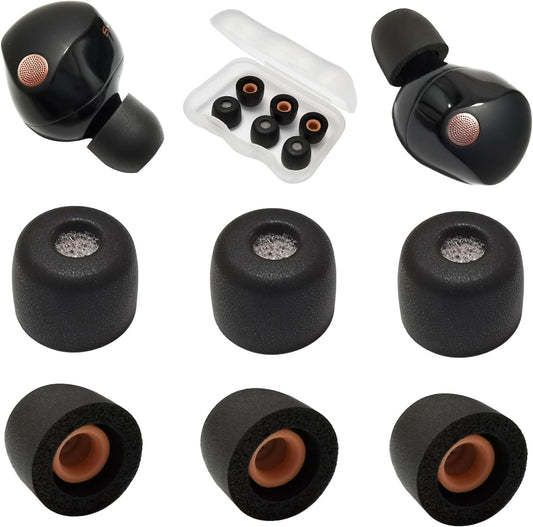 Memory Foam Earbuds Tips for Sony WF-1000XM5 Eartips for WF-1000XM5 WF-1000XM4 Earbuds Case, Small Ear Tips Black