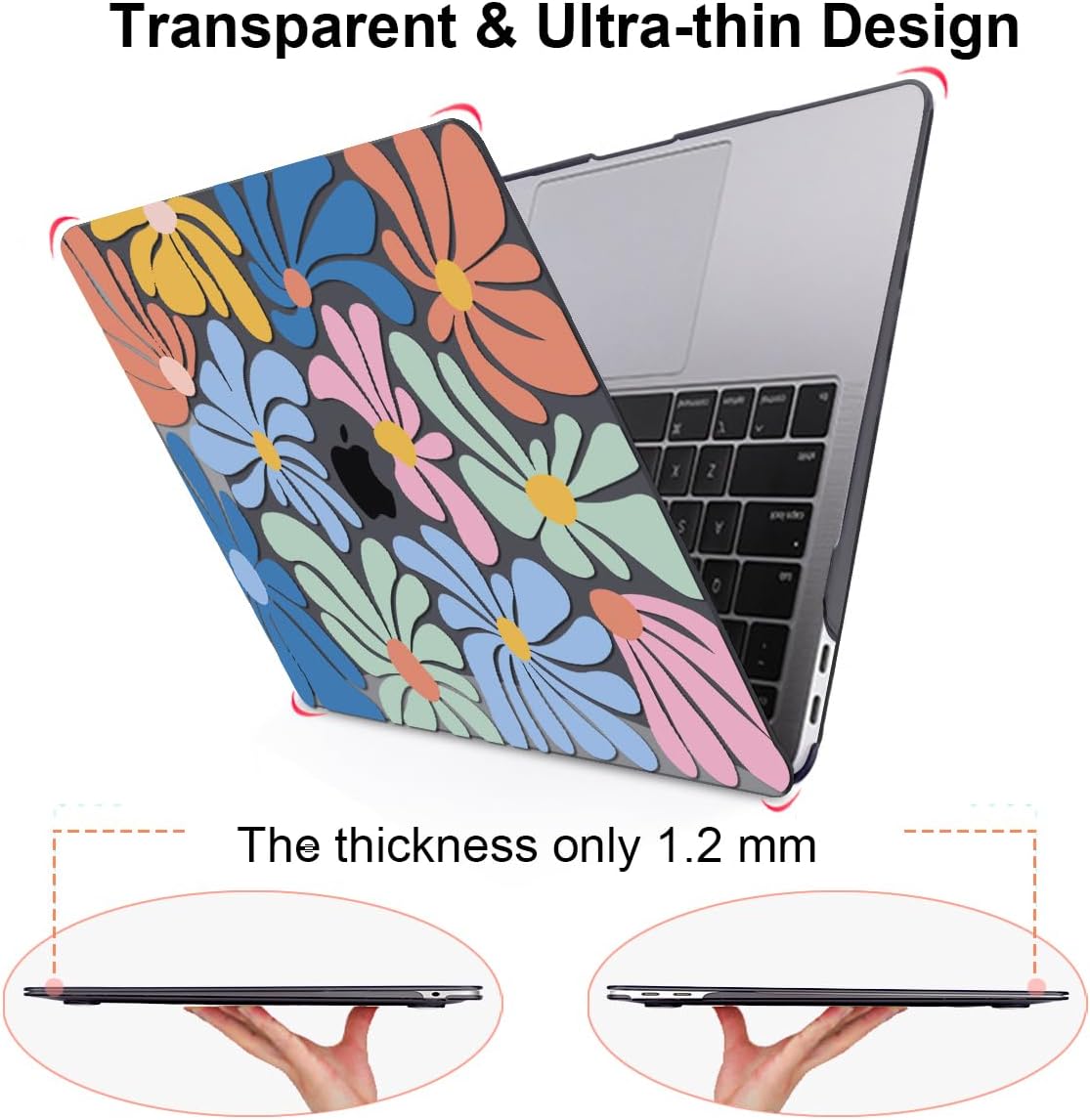 for MacBook Pro 13 inch Case 2022 2021-2016 Release A2338 M2/M1 A2251 A2289 A2159 A1989 A1706 Touch Bar, Pattern Plastic Hard Shell & Keyboard Cover & Screen Film, Colorful Flowers Black