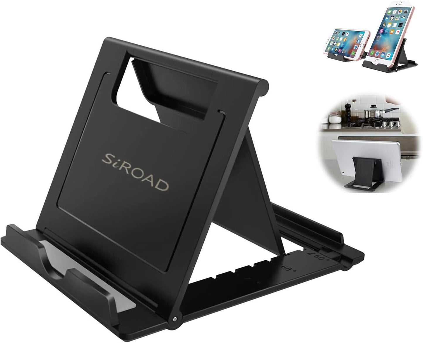 Foldable Portable and Angle Adjustable Phone Tablet Stand Holder for Desktop,Compatible with iPhone 15 14 13 12 11 iPad Pro Air Mini Kindle Galaxy Google PIXL (Large Size)