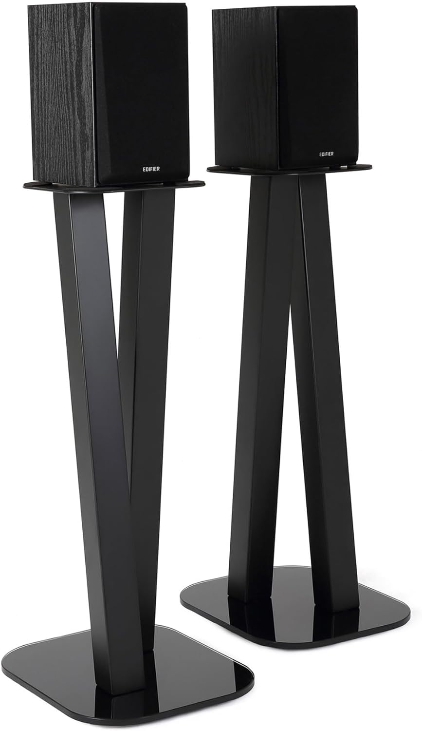 EXIMUS One Pair Fixed Height Universal Speaker Floor Stands - Black - 600 Series