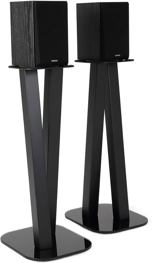 EXIMUS One Pair Fixed Height Universal Speaker Floor Stands - Black - 600 Series