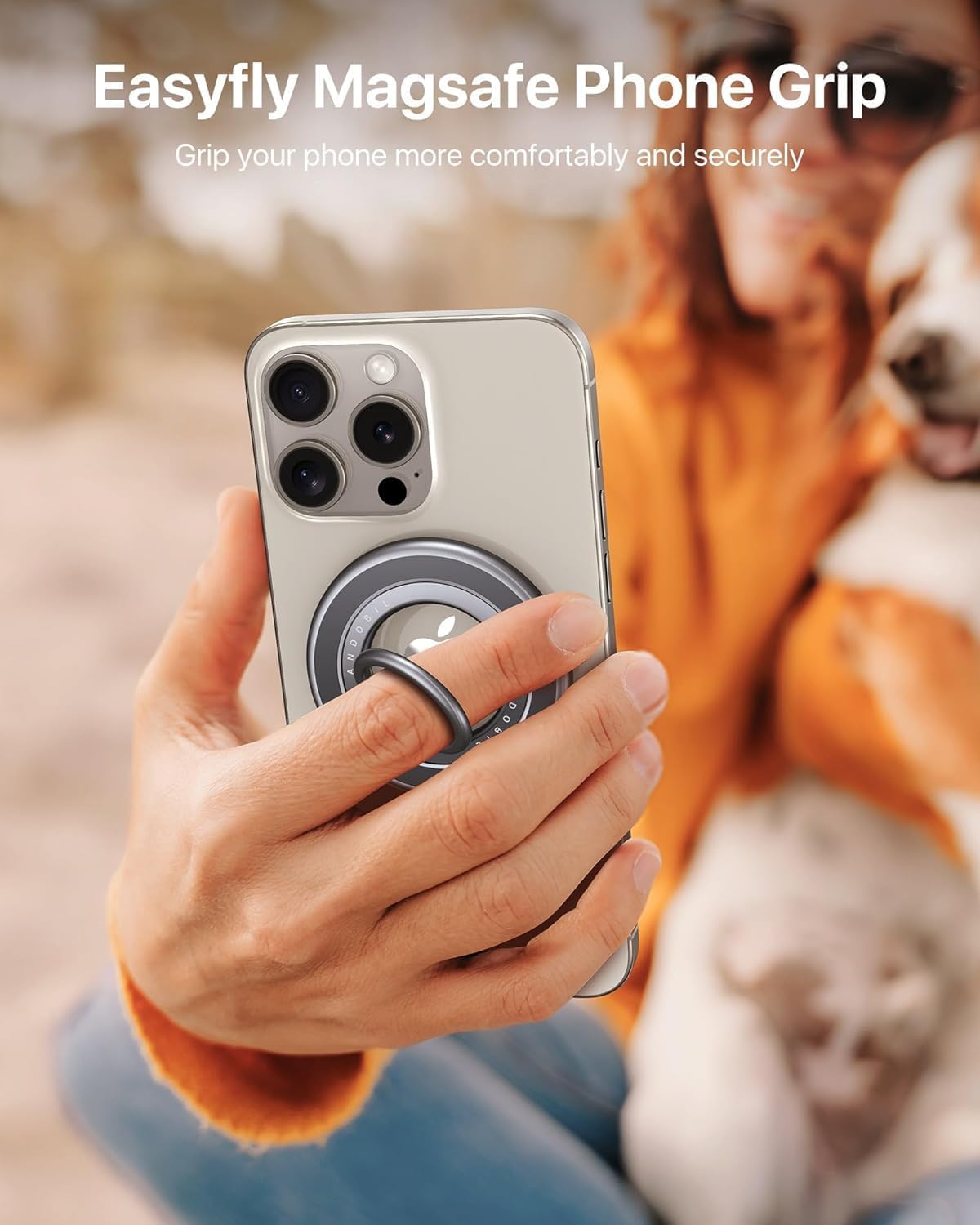 andobil 2025 Upgraded Double-sided Magnetic Phone Grip for MagSafe [Sability Max] Strong Magnetic Phone Ring Holder Compatible with MagSafe Accessories iPhone 16 Plus 15 14 13 12 Pro Max Mini Titanium