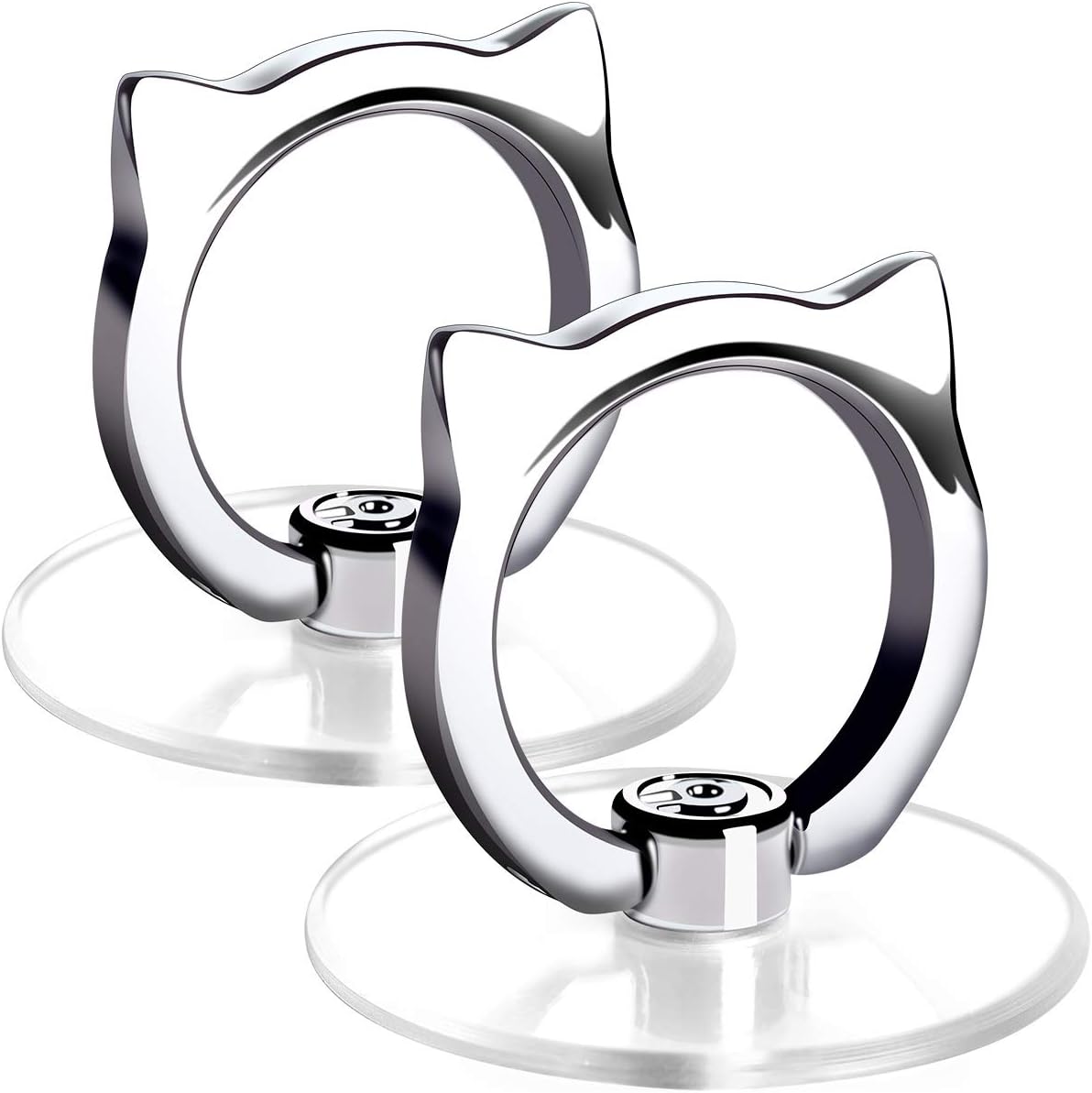 Cat Phone Ring Holder - EI Sonador Clear Cell Phone Ring Holder Transparent Stand Finger Grip (2 Silver Cat)