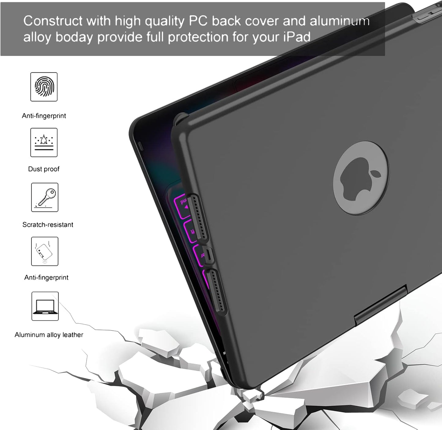 HOTLIFE Keyboard Case for iPad 10.2 9th/8th/7th Gen,Touch Keyboard for iPads 9th Generation/8th Gen/7th Gen-360° Rotatable Protective Cover-iPad Keyboard 9th/8th/7th Gen with Pencil Holder