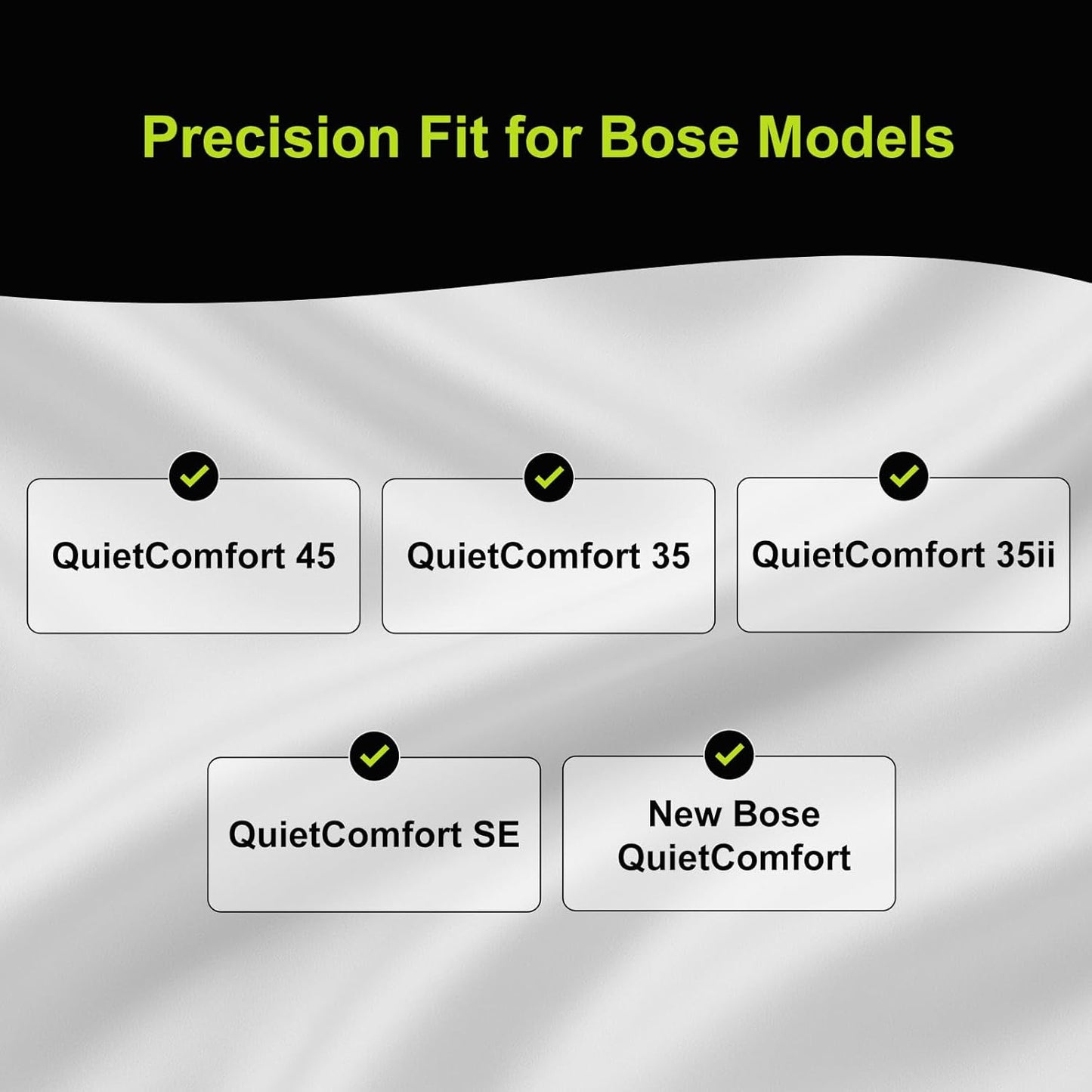 Aurivor Replacement Ear-Pads Cushions for Bose QuietComfort 45 35 35ii (QC-45 QC-35 QC-35 ii), Genuine Lambskin Ear Covers Compatible with QuietComfort SE (QC SE)/ New QuietComfort Headphones (Black)