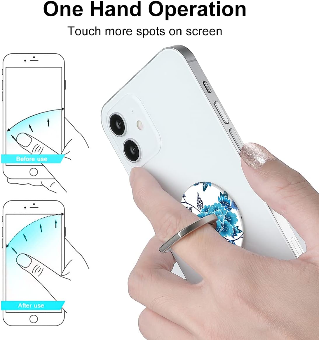 Bonoma Phone Ring Holder, 3 Pack Universal Finger Ring Stand Grip Kickstand Ring for All Smartphones (Flowers)