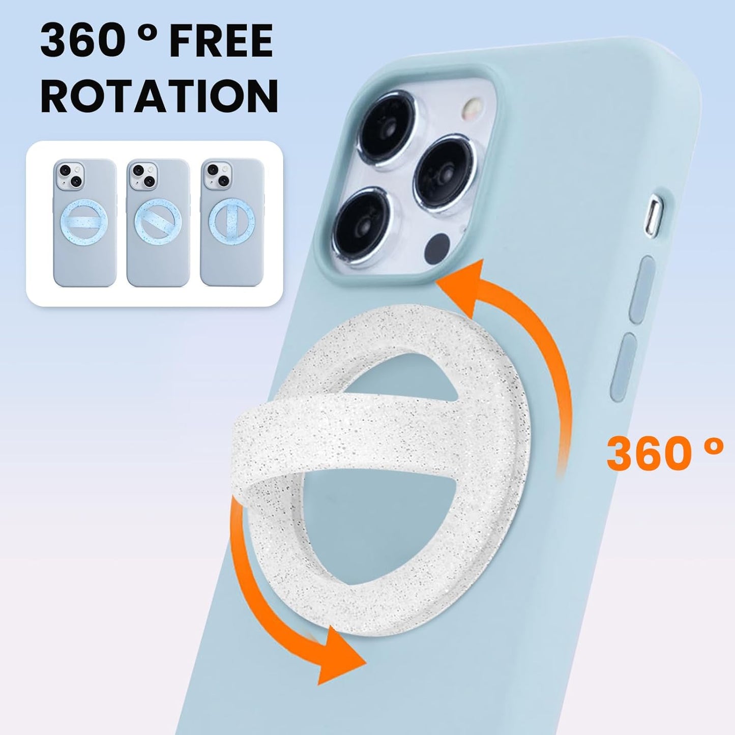 Magnetic Silicone Ring Grip Phone Holder, Loop Grip, Compatible with Magsafe for iPhone 12 Series (White sparkle)